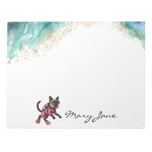 Scuba Cat Diving for Pink Lovers Notitieblok (Voorkant)