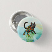 Scuba Cat is diving  Underwater  Ronde Button 3,2 Cm (Voorkant /achterkant)