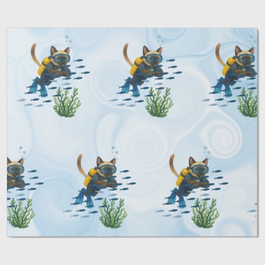 Scuba Cat Underwater Cadeaupapier (Vlak)