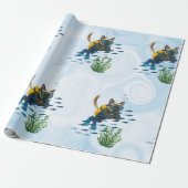 Scuba Cat Underwater Cadeaupapier (Uitgerold)