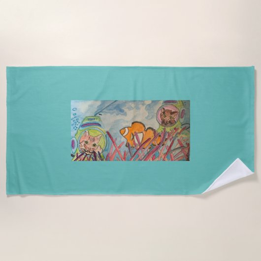 Scuba Cats Waterverf Strandlaken (Voorkant)