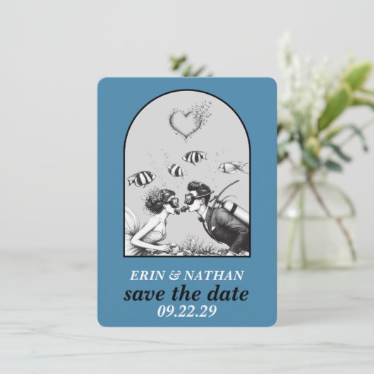 Scuba Couple Save the Date (Staand voorkant)