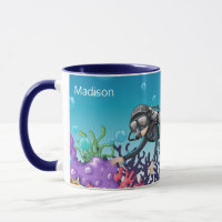 Scuba Diver aangepaste naam mokken