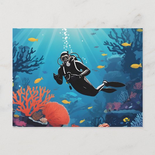 Scuba Diver Briefkaart (Voorkant)