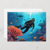 Scuba Diver Briefkaart (Voorkant / Achterkant)