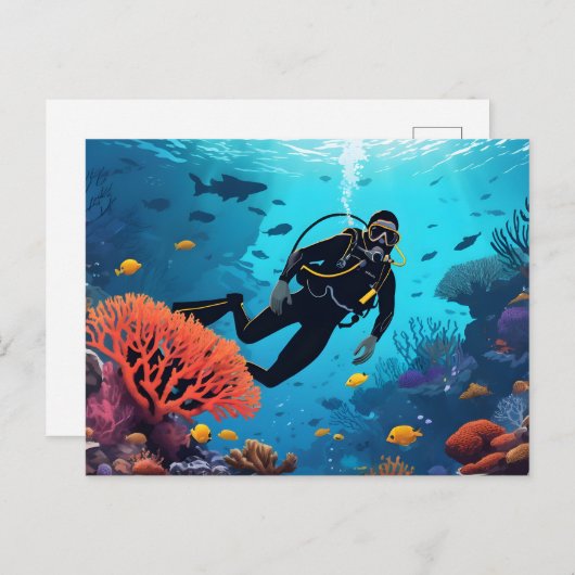 Scuba Diver Briefkaart (Voorkant / Achterkant)