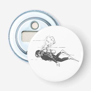 Scuba Diver Button Flesopener