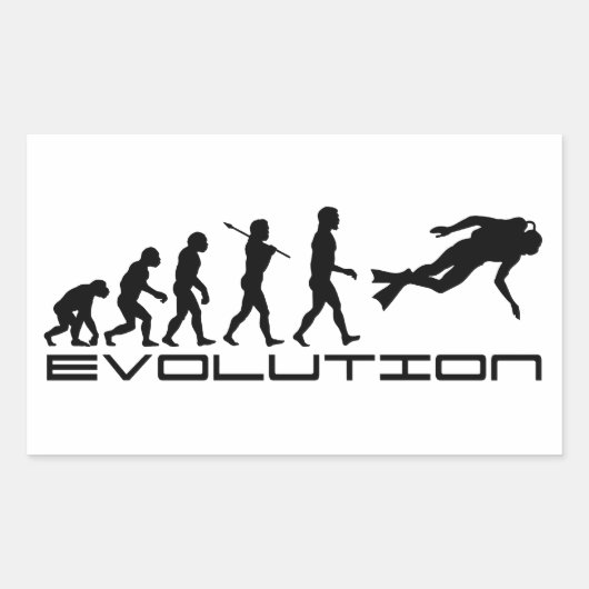Scuba Diver Diving Water Sport Evolution Art Rechthoekige Sticker (Voorkant)