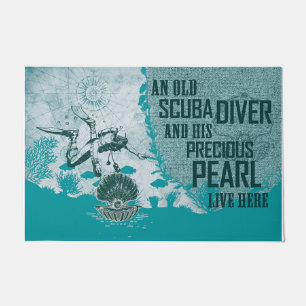 Scuba Diver Doormat, Retro Maps Deurmat