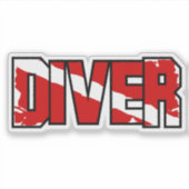 Scuba Diver Down Flag Weathered Sticker (Devant)