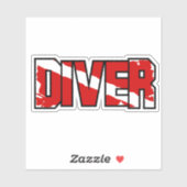 Scuba Diver Down Flag Weathered Sticker (Feuille)