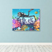 Scuba Diver empreintes de toile (Insitu (Plancher de Bois))