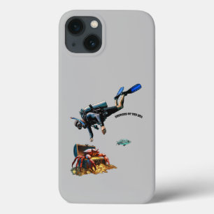 SCUBA Diver en een schatkist van gouden munten URM iPhone 13 Hoesje