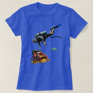 SCUBA Diver en een schatkist van gouden munten URM T-shirt