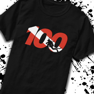 Scuba Diver Gift - 100th Dive - Diver Down Diving T-shirt