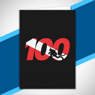 Scuba Diver Gift - 100th Dive - Diver Down - Scuba Kaart