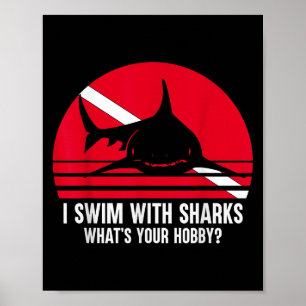 Scuba Diver Gift Shark Ocean  duiken Poster