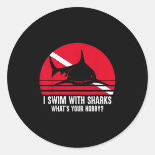 Scuba Diver Gift Shark Ocean duiken Ronde Sticker