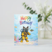 Scuba diver Happy Birthday underwater Briefkaart (Staand voorkant)
