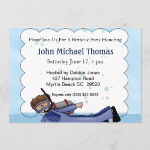 Scuba Diver Kids Birthday Invitation Kaart