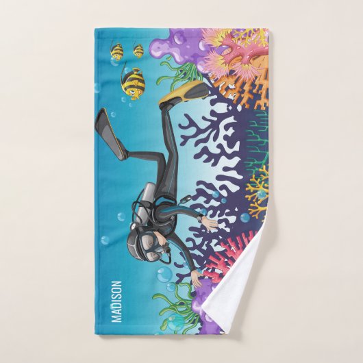 Scuba Diver nom personnalisé serviette à main (Serviette à main)