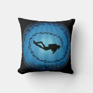 Scuba Diver omringd Kussen