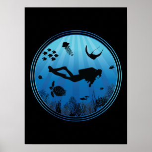 Scuba Diver Onderwater Poster
