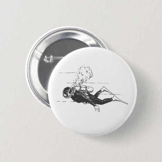 Scuba Diver Ronde Button 5,7 Cm (Voorkant /achterkant)
