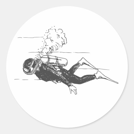 Scuba Diver Ronde Sticker (Voorkant)