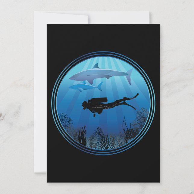 Scuba Diver Shark Diving (Voorkant)