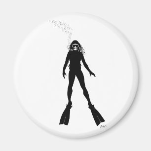 Scuba Diver Silhouette (Vrouw) Magneet