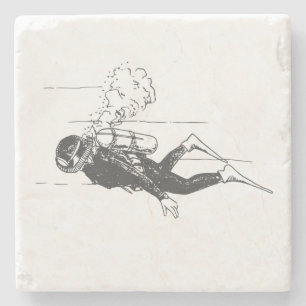 Scuba Diver Stenen Onderzetter