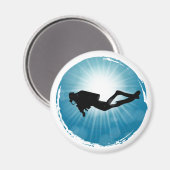 Scuba Diver Underwater Light Rays Magneet (Voorkant / Achterkant)