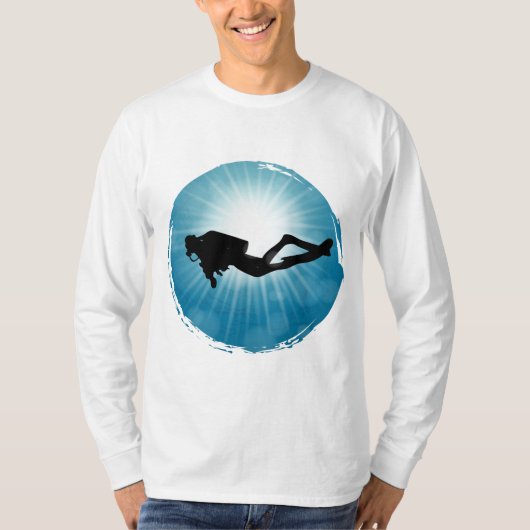 Scuba Diver Underwater Light Rays T-shirt (Voorkant)