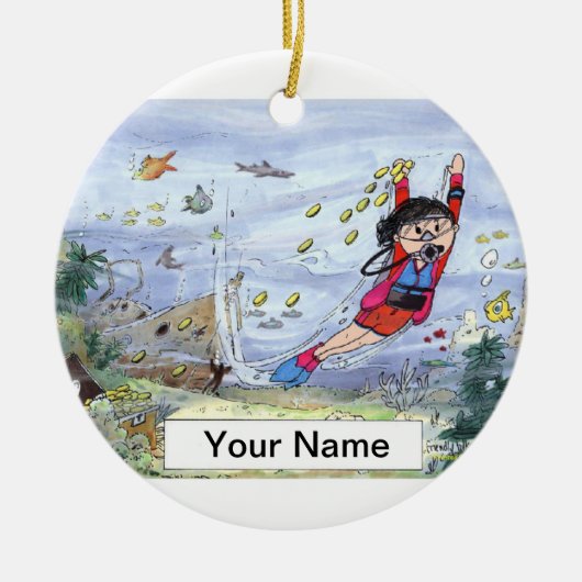 Scuba Diver - Vrouw Keramisch Ornament (Voorkant)