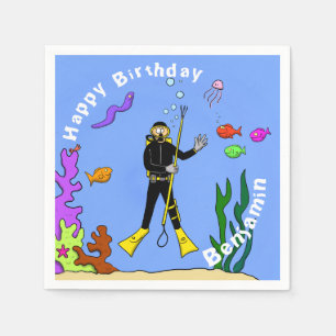 Scuba diver zee life cartoon servet