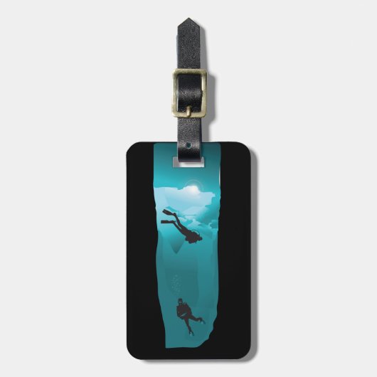 Scuba Divers in Cenote Bagagelabel (Voorkant verticaal)