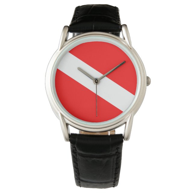 scuba divers markeren rood diagonaal duvelsymbool horloge (Voorkant)