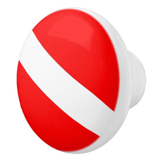 scuba divers markeren rood diagonaal duvelsymbool keramische knop (Rechts)