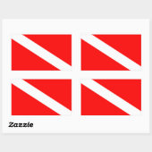scuba divers markeren rood diagonaal duvelsymbool rechthoekige sticker (Vel)