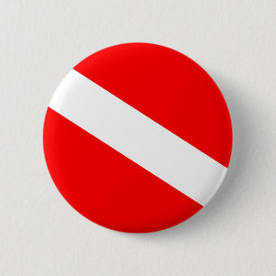 scuba divers markeren rood diagonaal duvelsymbool ronde button 5,7 cm