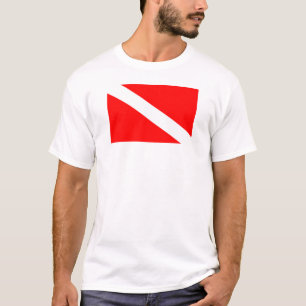 scuba divers markeren rood diagonaal duvelsymbool t-shirt