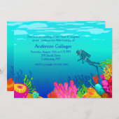 Scuba Diver's Paradise Invitation Kaart (Voorkant / Achterkant)