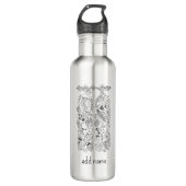 Scuba diving bottles marine life design in black waterfles  (Voorkant)