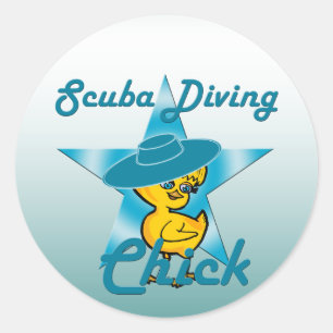 Scuba Diving Chick #7 Ronde Sticker