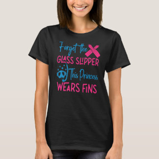 Scuba Diving Diver Girl vergeet Glass Slipper Prin T-shirt