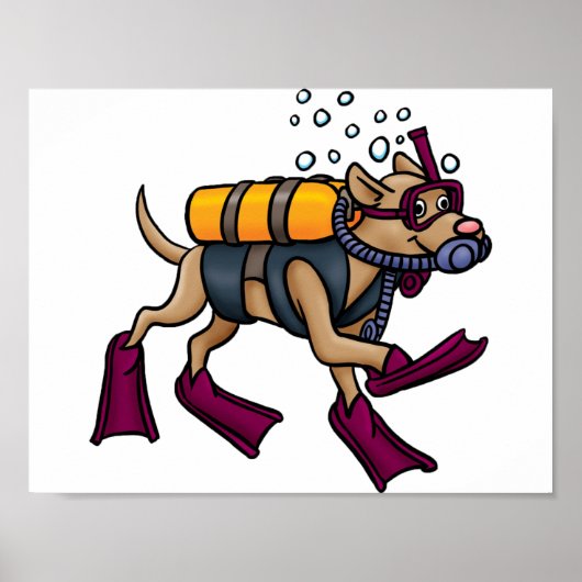 Scuba Diving Dog Poster (Voorkant)