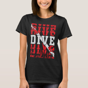 Scuba Diving Duiker Omlaag Vlag Scuba Duiker Scuba T-shirt