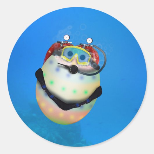 Scuba Diving Easter Egg Ronde Sticker (Voorkant)