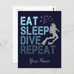 Scuba Diving Eat Sleep Dive Repeteren gezegde Briefkaart
